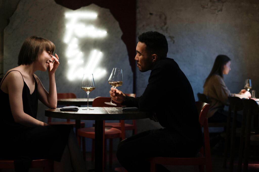date night | couples therapy for communication american fork, ut | eft couples therapy in american fork, ut | couples therapist american fork, ut A couple sharing wine on a date, reflecting the deeper connection built through couples therapy for communication American Fork, UT and guided by a skilled couples therapist in American Fork, UT using EFT methods.